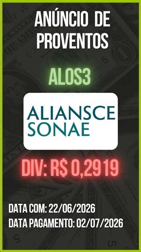 Anúncio de Proventos - ALOS3 - ALLOS Aliansce Sonae
