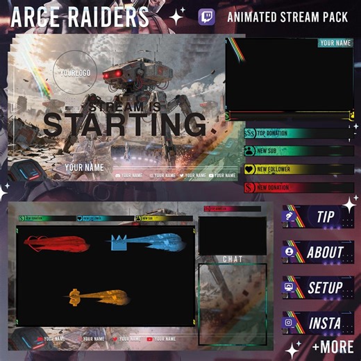 ARC Raiders Animated Twitch Stream Overlay Pack | Neon Manga Gaming Setup - Etsy