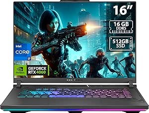 ASUS ROG Strix G16 (2023) Gaming Laptop, 16â€ 16:10 FHD 165Hz, GeForce RTX 4060, Intel Core i7-13650HX, 16GB DDR5, 512GB PCIe SSD, Wi-Fi 6E, Windows 11, G614JV-AS73, Eclipse Gray