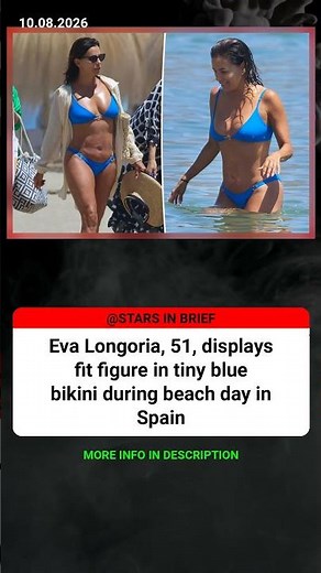 Eva Longoria, 51, displays fit figure in tiny blue bikini during beac #Celebrity #Hollywood #Shorts