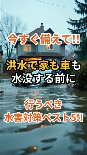 今すぐ備えて！洪水で家も車も水没する前に行うべき水害対策ベスト5 #大雨 #洪水 #水害対策 #防災 #防災グッズ #災害 #雑学 #shorts