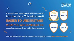 2.2K views · 22 reactions | From 1 April 2019, your private health insurance Hospital cover will be categorised into one of four tiers. Learn more: https://www.cbhs.com.au/health-well-being-blog/blog-article/2018/12/19/gold-silver-bronze-and-basic-product-tiers---what-are-the-new-product-tiers-and-what-is-covered | CBHS Health Fund | Facebook