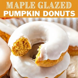 RECIPE: https://thenovicechefblog.com/maple-glazed-pumpkin-donuts/ Maple Glazed Pumpkin Donuts: homemade, soft-baked, spiced pumpkin donuts are frosted with a sweet maple glaze! #pumpkins | The Novice Chef