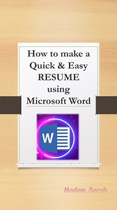 3.2K views · 46 reactions | How to create resume using microsoft quick and easy #resume #microsoftWord #madamsarah #madamsarahquemada #tutorial | Madam Sarah | Facebook