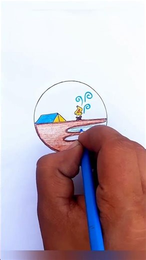 scenery easy drawing | 🧡 drawing insiders #DrawIndiaGrowIndia #shorts