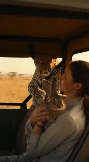 Woman Rescues Rabbit from Leopard Chase.