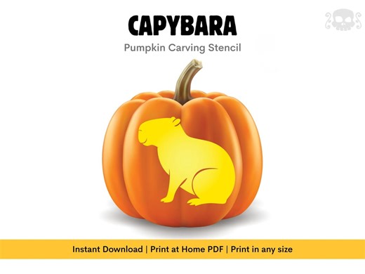 Cute Sitting Capybara Pumpkin Stencil: Easy Halloween Carving Patterns (instant Download) - Etsy