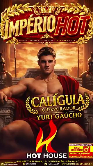 Yuri Gaúcho AO VIVO em São Paulo!😈📍 Clube Hot House – SP📌 Rua Nestor Pestana, 27 – Consolação📅 Dia 20/04 🔥