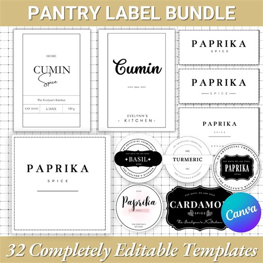 Customizable Pantry Labels: Canva Editable Templates (digital Download) - Etsy