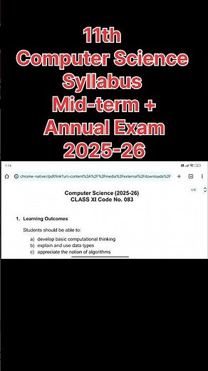 class 11 computer science mid term syllabus 2025-26 | class 11 annual syllabus 2025-26 | #shorts