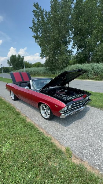 KING OF CARS & TRUCKS INC. on Instagram: "One of the coolest classics we’ve had to date 🔥 $79,900 1969 Chevrolet Chevelle Convertible GM Perforamance 502 Crate Engine (508hp - 580tq) 700R4 4-Speed Automatic 12-Bolt 3:73 Posi Coated Longtube Headers 3” Stainless Exhaust Electric Cut-outs MSD ignition Power Steering Power Wilwood Disc Brakes Tubular front suspension Front QA1 coil overs 4 core Aluminum Radiator Dual electric fans Full American Autowire Harness Carbon Fiber Dash Autometer Gauges P