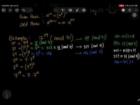 Modular Exponentiation: Finding the Least Residue (Repeated Squaring)