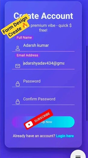 Gradient Signup Form UI Design Tutorial | Figma #video #shorts #blog #shortsfeed #coding