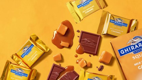 GHIRARDELLI Milk Chocolate Squares with Caramel Filling, Holiday Chocolate for Holiday Gifts and Stocking Stuffers, 5.32 Oz Bag