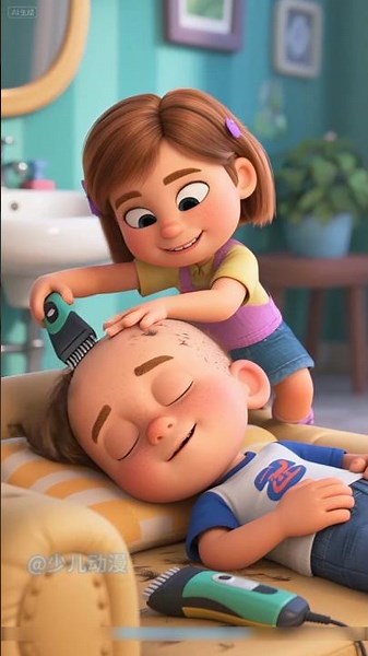 चिन्टी ने चिन्टू को गंजा कर दिया 🤣😱 #hair #magic #funny