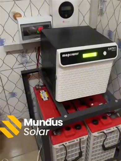 2.5Kva Solar System✨✨ To power your basic home appliances: TV, fan, fridge, bulbs, etc Setup: •4 x 500w panels •2.5kva inverter •45A Charge Controller •2 x 220Ah tubular Battery •Protection kit BOS etc. What are you waiting for? Send us a message today: 09072104657 #mundusaolar #solar #renewableenergy #fyp #viral #viral #solarsystem