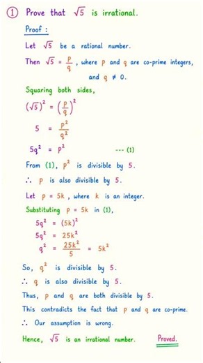 Board Exam Most Important Question ✅ Prove √5 is Irrational#class10maths