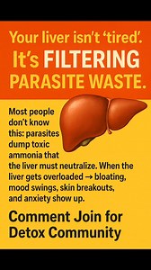 Parasites dump toxic ammonia. Liver has to neutralize it. Join our Detox community and learn how to detox liver and cleanse parasites. Comment Join. #parasitecleanse #liverdetox #detoxyourbody #parasitedetox | Detox Naturally