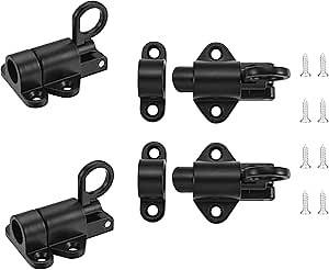 4pcs Spring Door Lock Self-Closing Latch Aluminum Alloy Automatic Window Gate Spring Latch Black