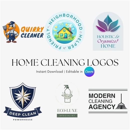 Editable Home Cleaning Logos Bundle | Canva Branding Kit (digital Download) - Etsy