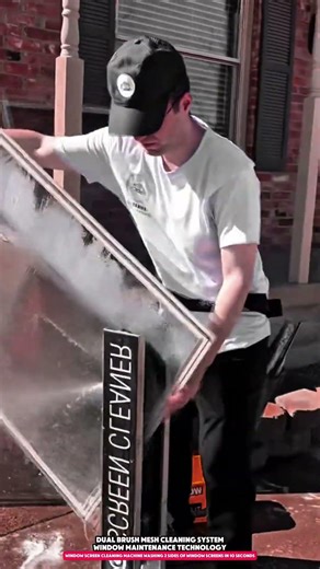 Window Screen Cleaning Machine Washing 2 Window Screen Sides in 10 Seconds Using Dual Brush System