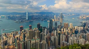 Hong Kong Night Cityscape Time Lapse (tilt up)