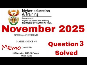Mathematic N4 November 2025 Question Paper memo | Question 3