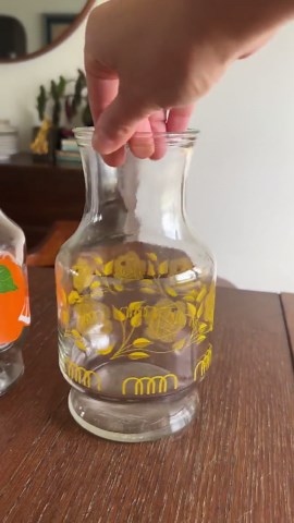Vintage Anchor Hocking Glass Pitcher, Retro Juice Carafe Orange Yellow Designs - Etsy