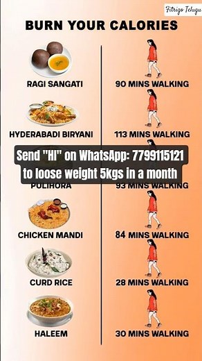 Burn Your Calories by Walking | #weightlosstips #weightloss #telugudietcoach #southindianfood #food