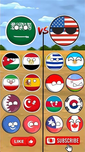 Saudi Arabia vs USA and All strong country #saudiarabia #usa #india #countryballs #geography