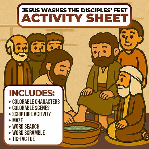 Jesus Washes the Disciples Feet Activity Sheet – Instant Download, Great Craft for Christian Kids, Sunday School Placemat, and Bible Studies - Etsy