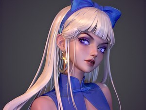 【zbrush雕刻】详细讲解人物脸部细节制作，风格化3d建模角色建模，脸部五官比例 头发 上色思路技巧教学