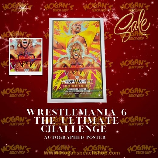 51K views · 243 reactions | Wrestlemania 6 Hulk Hogan Vs Ultimate warrior The Ultimate Challenge Autographed Poster on sale Now 40% Off (3 Available) @hogansbeachshop Link: https://hogansbeachshop.com/products/wrestlemania-6-hulk-hogan-vs-ultimate-warrior-autographed-poster-sale-limited | Hulk Hogan | Facebook
