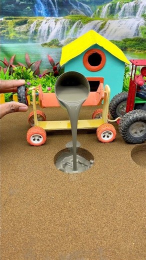 😱 Mini Tractor Pouring Cement Foundation | Realistic Mini Construction 🚜🏗️ #shorts