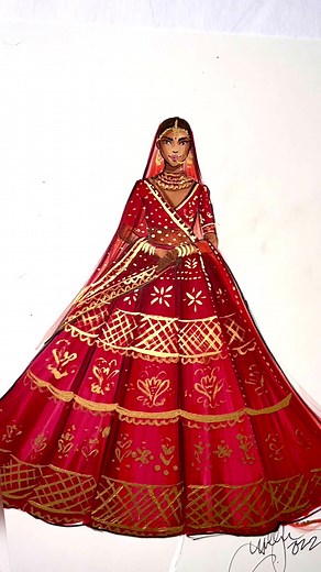 Bride in Red ❤️ #lehenga #bride #fashionillustration #asmr