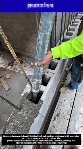 Concrete Pumping into Block Wall Column | Satisfying Structural Filling Process