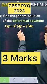 Q) Find the general solution of the differential equation (𝐱𝐲−𝐱^𝟐 )𝐝𝐲=𝐲^𝟐 𝐝𝐱 #class12maths th