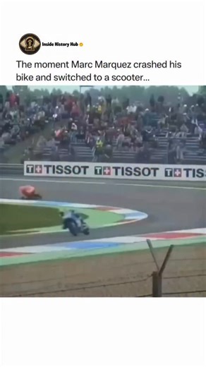 Inside History Hub on Instagram: "Marc Márquez’s 2016 "Scooter Steal" is a classic example of Crisis Resource Management in elite sports. When Márquez crashed at turn 13 of the Sachsenring, he realized he had under 10 minutes to reach his backup bike. By commandeering a photographer's scooter, he bypassed the standard "Safety Car" protocol, which would have been too slow to save his qualifying session. Follow @insidehistoryHub to learn something NEW everyday 🧠💫 The move was a gamble against Ti