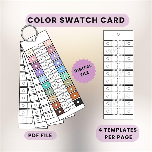 Color Swatch Card Printable PDF, Minimal Blank Chart Template, US Letter A4 - Etsy