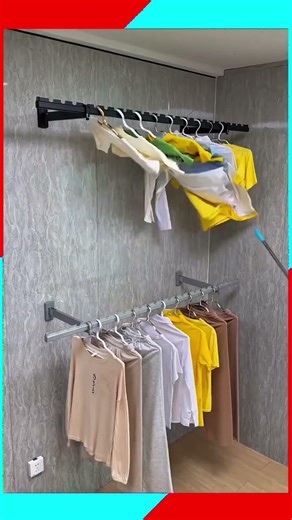Maximized space with this smart wall-mounted rack! A must-have for small rooms.✨ #HomeHacks #Storage