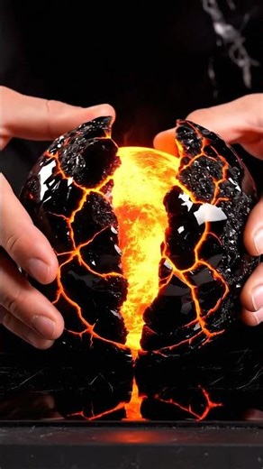 Breaking a Rock to Reveal MOLTEN LAVA inside! 🤯 #shorts