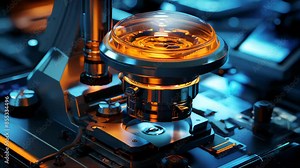 Modern scientific chemical medical research laboratory with equipment and flasks for conducting research and testing experiments