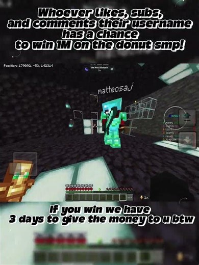 Let's see who wins the 1M.. #donutsmp #drdonutt #minecraft