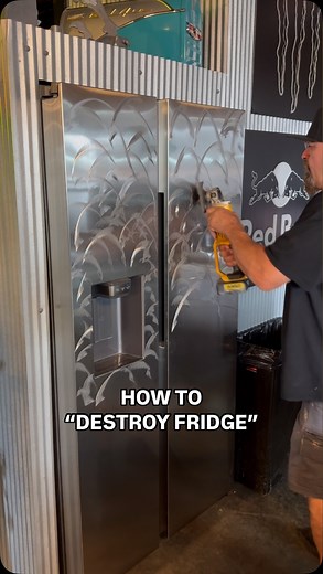 How to “destroy your fridge” DIY step by step from yours truly @deberti Got a lot of questions of what techniques to use so here you go let me know if this helps! #construction #appliances #mancave #father #dad #homerenovation #diy | Brad DeBerti
