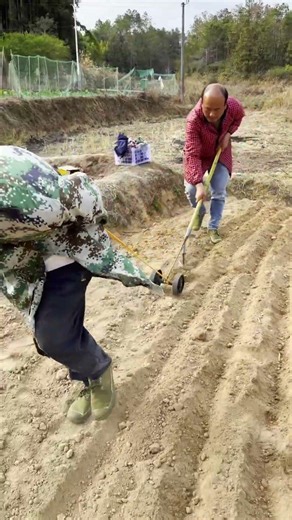 Rural Labor: Two People Using Small Tools to Turn Soil, Simple and Fulfilling