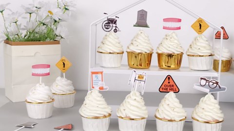 36 Pieces Over The Hill Cupcake Toppers, Old Age Cake Decorations, Funny Over The Hill Birthday Decor, Old People Retirement Party Supplies