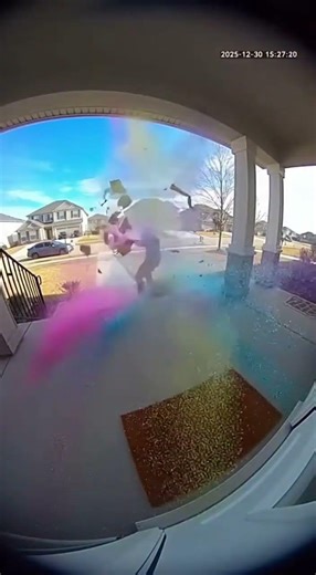 Doorcam: Porch Pirate's Rainbow Glitter Explosion Ambush 💥✨🎁 #GlitterBomb