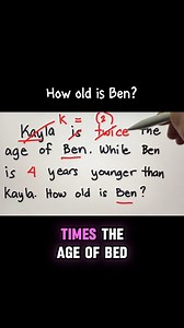 179K views · 924 reactions | Age Problem: Kayla is twice as old as the age of Ben. While Ben is 4 years younger than Kayla. How old is Ben? | Philippine Review Center | Facebook