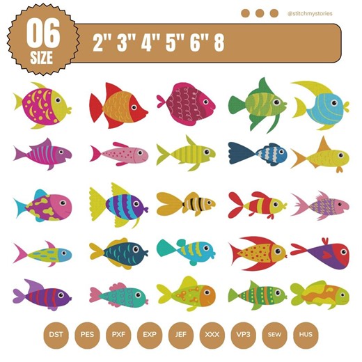 Little Fish Machine Embroidery Design – Marine Pattern (instant Download) - Etsy