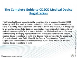 The Complete Guide to CDSCO Medical Device Registration | RSI - SlideServe